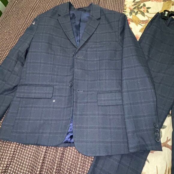 Zara windowpane navy big boys suit sz 11/12 - Picture 2 of 6